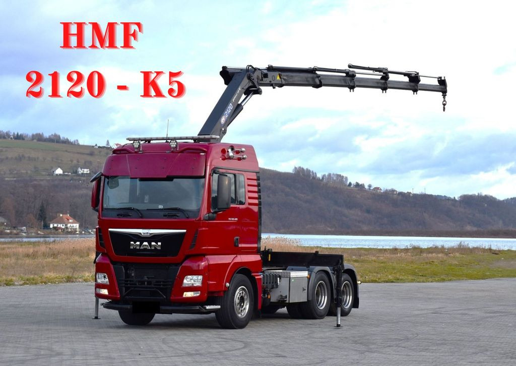 MAN TGX 28.480 Sattelzugmaschine + HMF 2120 K5/FUNK - شاحنة كرين: صورة 1 MAN TGX 28.480 Sattelzugmaschine + HMF 2120 K5/FUNK - شاحنة كرين: صورة 1