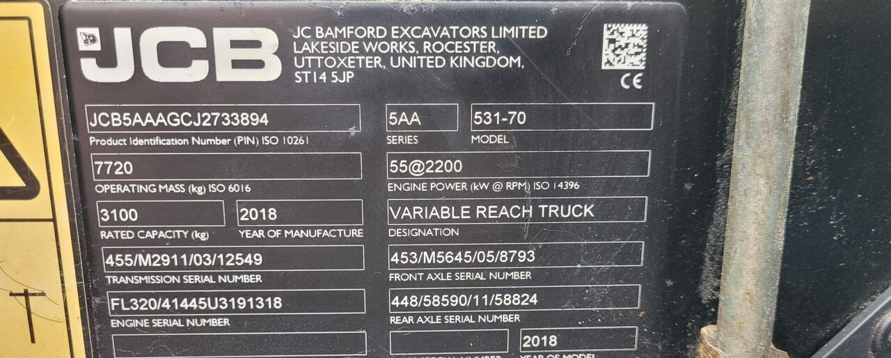 رافعة تلسكوبية JCB 531-70: صورة 8