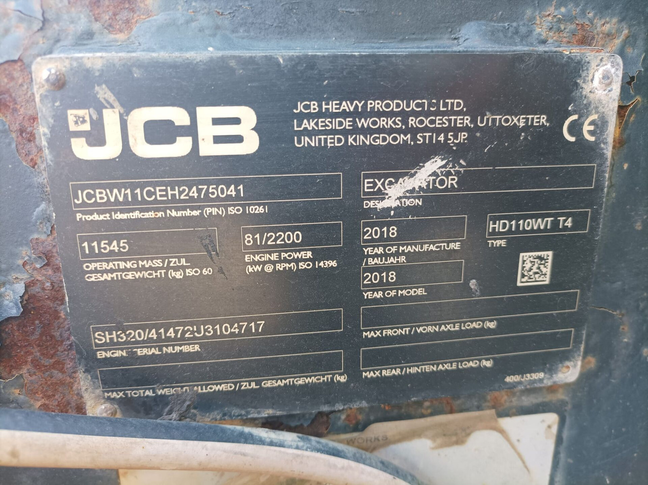 حفارة دولاب JCB HD110WT T4: صورة 19