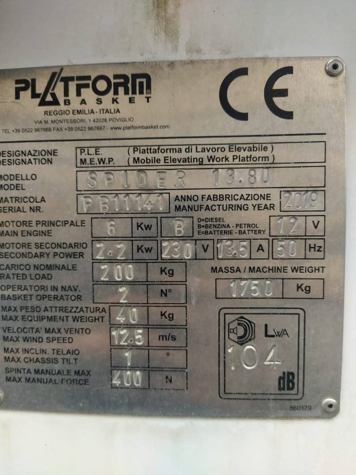 Platform Basket 13.80 - سبايدر لفت: صورة 4 Platform Basket 13.80 - سبايدر لفت: صورة 4