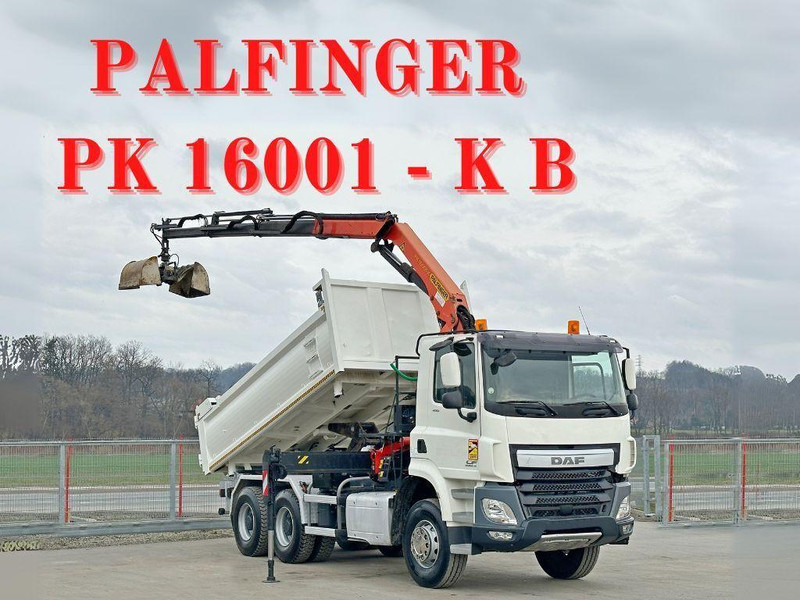 DAF CF 410 * Kipper 4,90 m + PK 16001 - K B * 6x4 - شاحنة قلاب, شاحنة كرين: صورة 1 DAF CF 410 * Kipper 4,90 m + PK 16001 - K B * 6x4 - شاحنة قلاب, شاحنة كرين: صورة 1
