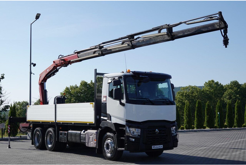 Renault C 380 / 6X4 / SKRZYNIOWY 6.4 M / + HDS FASSI F175A / MAX UDŹWIG - شاحنات مسطحة, شاحنة كرين: صورة 1 Renault C 380 / 6X4 / SKRZYNIOWY 6.4 M / + HDS FASSI F175A / MAX UDŹWIG - شاحنات مسطحة, شاحنة كرين: صورة 1