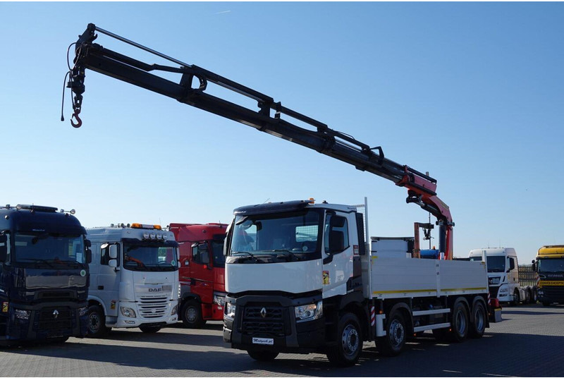 Renault C 430 / 8x4 / SKRZYNIOWY 7 M + HDS PALFINGER 33002 -wysów: 14,5 - شاحنات مسطحة, شاحنة كرين: صورة 1 Renault C 430 / 8x4 / SKRZYNIOWY 7 M + HDS PALFINGER 33002 -wysów: 14,5 - شاحنات مسطحة, شاحنة كرين: صورة 1