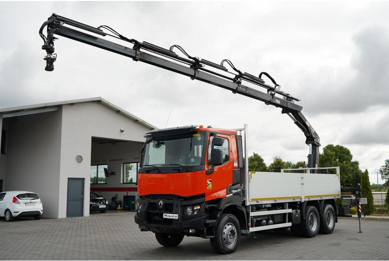 Renault K 380 / 6X4 / SKRZYNIOWY 6.2 M / + HDS HIAB 166 ES-4 / MAX UDŹWI - شاحنات مسطحة, شاحنة كرين: صورة 1 Renault K 380 / 6X4 / SKRZYNIOWY 6.2 M / + HDS HIAB 166 ES-4 / MAX UDŹWI - شاحنات مسطحة, شاحنة كرين: صورة 1