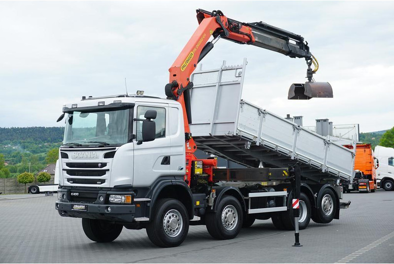 Scania G 400 / E 5 / 8 X 4 / 4 x 4 / WYWROTKA + HDS / TRIDEM / PALFINGE - شاحنة قلاب, شاحنة كرين: صورة 1 Scania G 400 / E 5 / 8 X 4 / 4 x 4 / WYWROTKA + HDS / TRIDEM / PALFINGE - شاحنة قلاب, شاحنة كرين: صورة 1