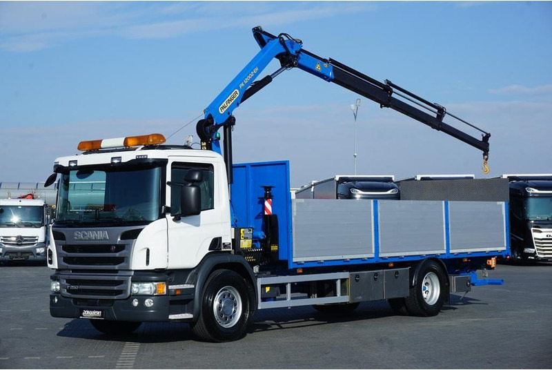 Scania P 250 / ACC / SKRZYNIOWY + HDS + WINDA / PALFINGER PK 12 002 - E - شاحنات مسطحة, شاحنة كرين: صورة 1 Scania P 250 / ACC / SKRZYNIOWY + HDS + WINDA / PALFINGER PK 12 002 - E - شاحنات مسطحة, شاحنة كرين: صورة 1