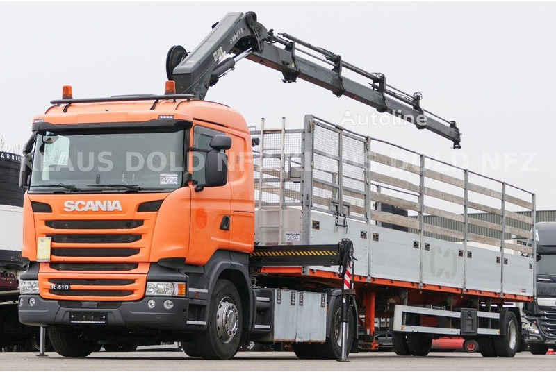 Scania R 410 - Flatbed+crane - شاحنات مسطحة, شاحنة كرين: صورة 1 Scania R 410 - Flatbed+crane - شاحنات مسطحة, شاحنة كرين: صورة 1