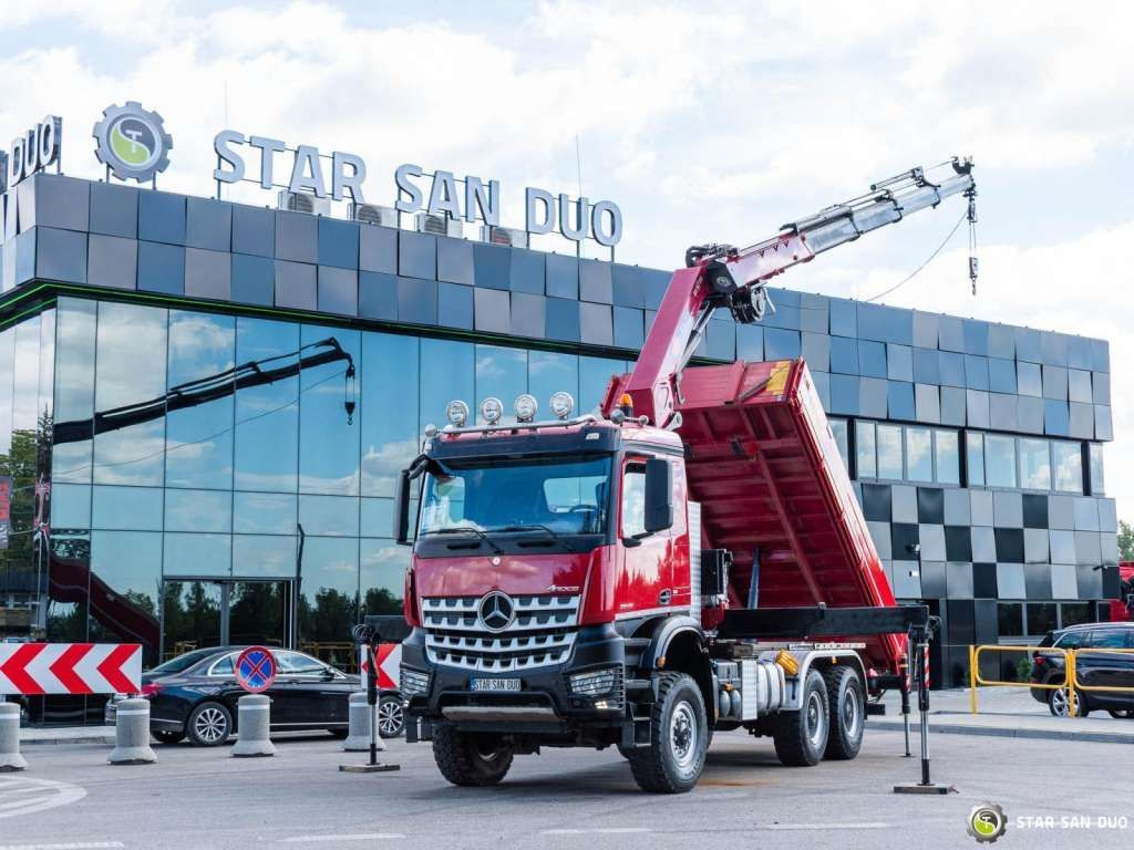 Mercedes-Benz AROCS 3345 6x6 HMF 3220 Winch Crane tipper - شاحنة كرين: صورة 1 Mercedes-Benz AROCS 3345 6x6 HMF 3220 Winch Crane tipper - شاحنة كرين: صورة 1