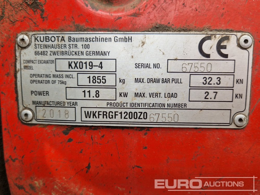 حفارة مُصَّغرة 2018 Kubota KX019-4: صورة 33