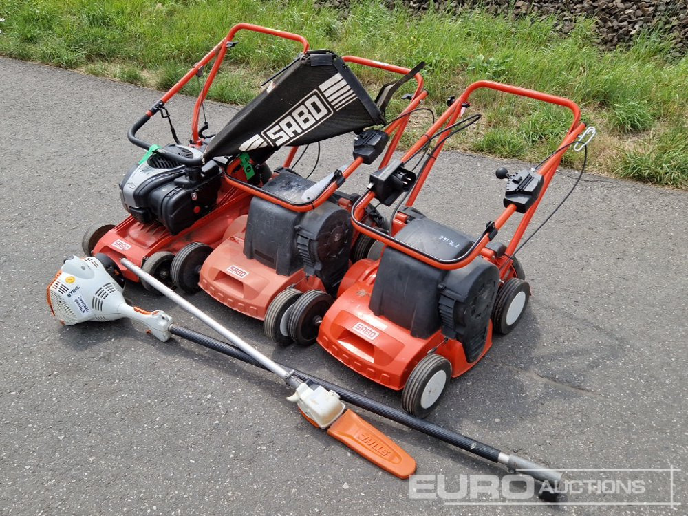 Sabo Electric Walk Behind Lawnmowers (2 of), Petrol Lawnmower, Stihl Petrol Hedge Cutter - معدات البناء: صورة 1 Sabo Electric Walk Behind Lawnmowers (2 of), Petrol Lawnmower, Stihl Petrol Hedge Cutter - معدات البناء: صورة 1