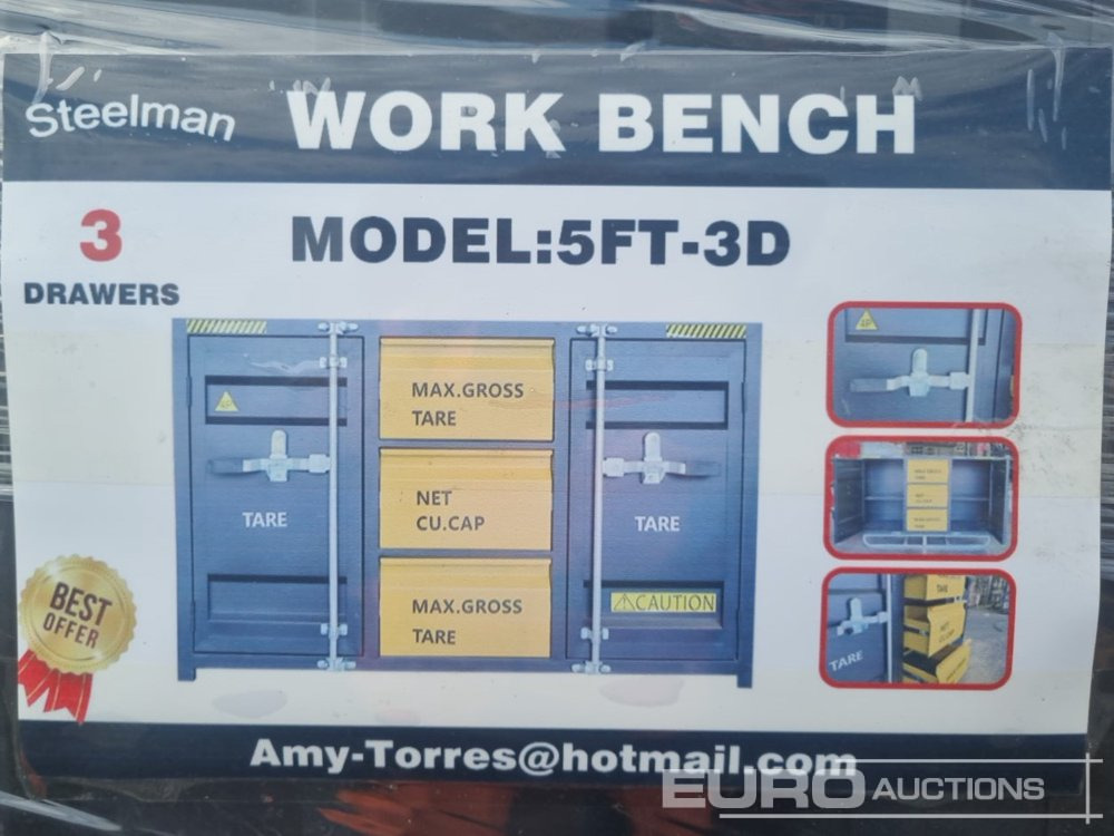Unused 5' Work Bench, 3 Drawers, 2 Cabinets - معدات الورش: صورة 2 Unused 5' Work Bench, 3 Drawers, 2 Cabinets - معدات الورش: صورة 2
