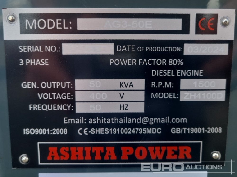 مجموعة المولدات Unused Ashita Power AG3-50E: صورة 13