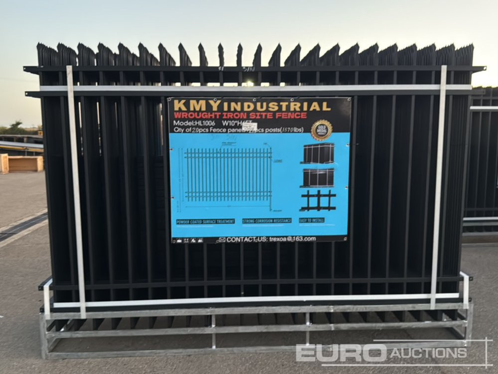 Unused 2025 KMY Industrial Iron Site Fence, Qty (20 of) Fence Panels, (20 of) Posts (W10XH6') Powder Coated Surface - الأدوات والمعدات: صورة 2 Unused 2025 KMY Industrial Iron Site Fence, Qty (20 of) Fence Panels, (20 of) Posts (W10XH6') Powder Coated Surface - الأدوات والمعدات: صورة 2