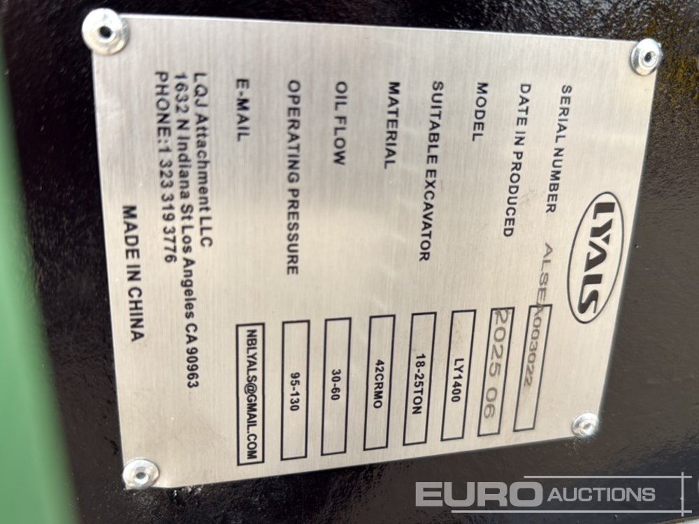 Unused 2025 Lyals LY1400 - مطرقة هيدروليكية: صورة 5 Unused 2025 Lyals LY1400 - مطرقة هيدروليكية: صورة 5