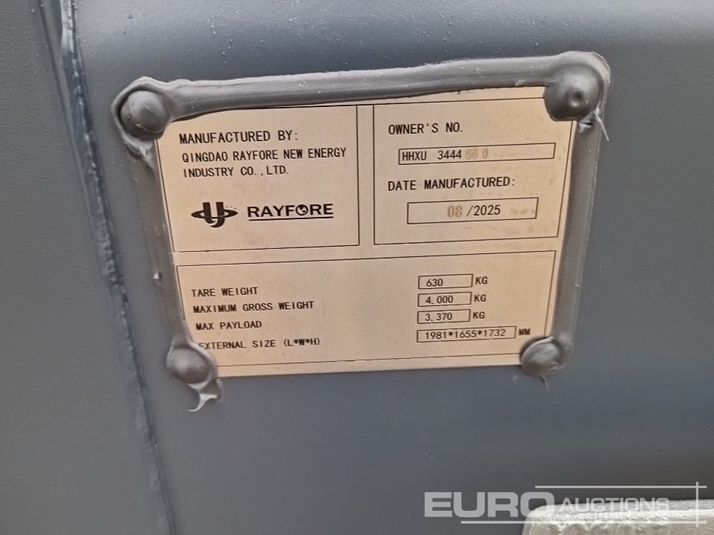 Unused 2025 Rayfore 7' Container, Side Door (1981 x 1655 x 1732mm), Max Load 3370Kg / Contenedor 3,28 m2, Máxima Carga 3370Kg - حاوية شحن: صورة 5 Unused 2025 Rayfore 7' Container, Side Door (1981 x 1655 x 1732mm), Max Load 3370Kg / Contenedor 3,28 m2, Máxima Carga 3370Kg - حاوية شحن: صورة 5