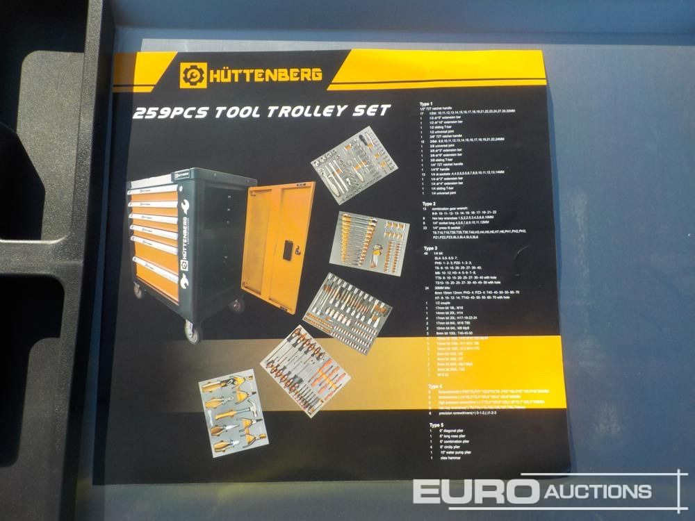 معدات الورش Unused Huttenberg Tools Trolley, 220Pcs, Complete with Tools, 6 Drawers  / Carro Porta Herramientas Completo, 6 Cajones: صورة 9
