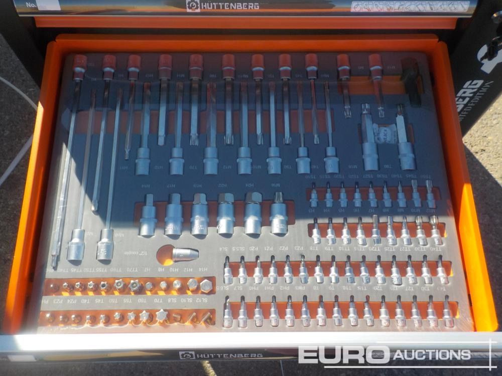 معدات الورش Unused Huttenberg Tools Trolley, 220Pcs, Complete with Tools, 6 Drawers  / Carro Porta Herramientas Completo, 6 Cajones: صورة 7