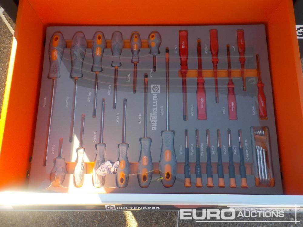 معدات الورش Unused Huttenberg Tools Trolley, 220Pcs, Complete with Tools, 6 Drawers  / Carro Porta Herramientas Completo, 6 Cajones: صورة 13