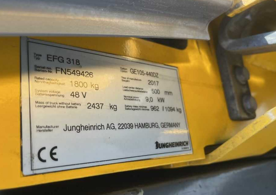 Jungheinrich EFG318 - رافعة شوكية كهربائية: صورة 4 Jungheinrich EFG318 - رافعة شوكية كهربائية: صورة 4