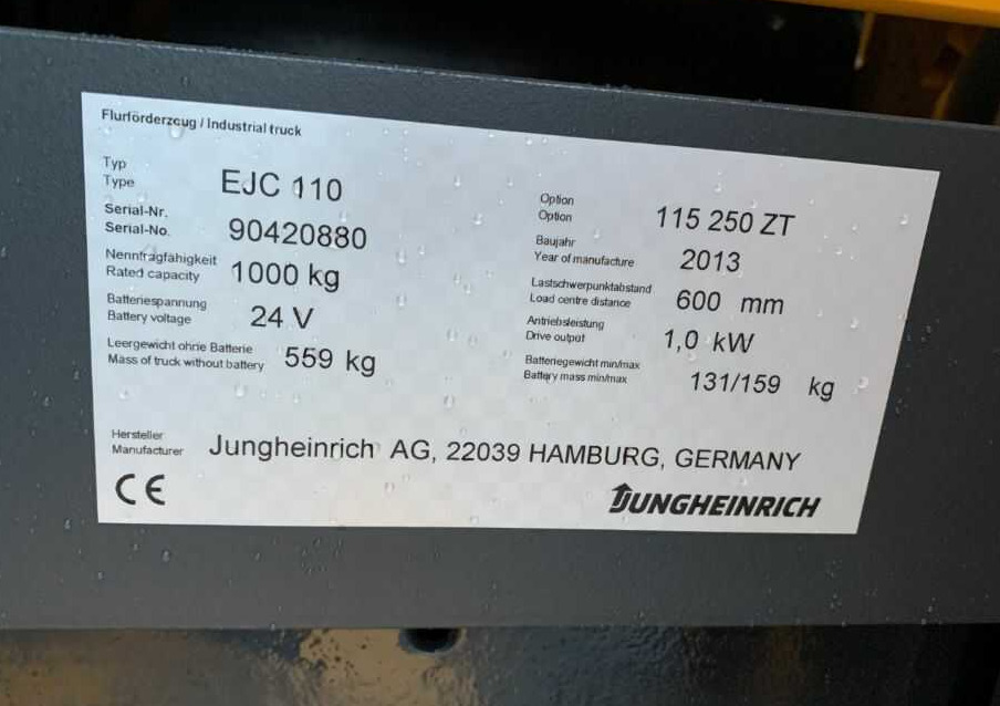 Jungheinrich EJC110 - آلة التكديس: صورة 4 Jungheinrich EJC110 - آلة التكديس: صورة 4