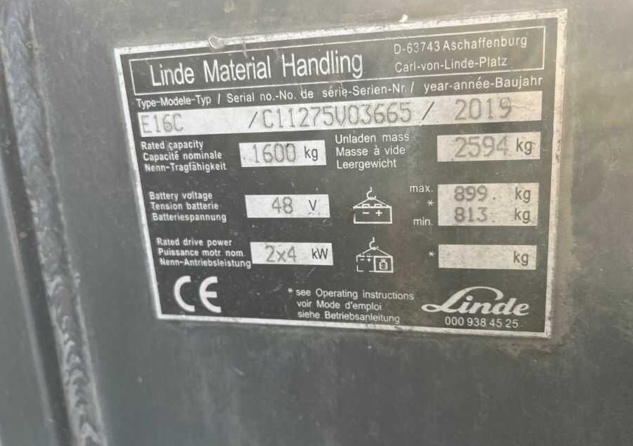 Linde E16C - رافعة شوكية كهربائية: صورة 4 Linde E16C - رافعة شوكية كهربائية: صورة 4