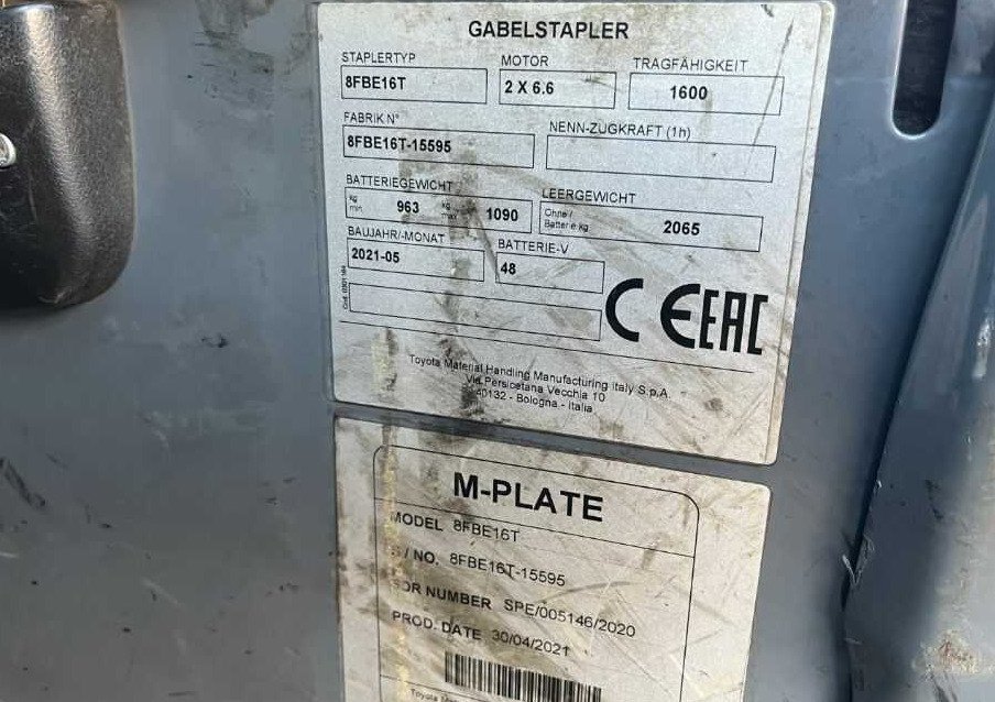 Toyota 8FBE16T - رافعة شوكية كهربائية: صورة 4 Toyota 8FBE16T - رافعة شوكية كهربائية: صورة 4