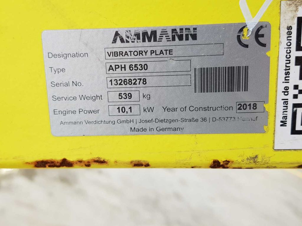 لوحة اهتزازية Ammann APH 6530 Rüttelplatte / 539kg / 2018 / Diesel: صورة 9