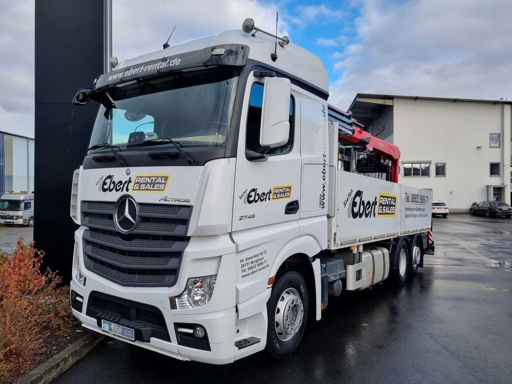 Mercedes-Benz Actros 2745 L 6x2 Baustoffpritsche+Kran Retarder - شاحنة كرين, شاحنات مسطحة: صورة 2 Mercedes-Benz Actros 2745 L 6x2 Baustoffpritsche+Kran Retarder - شاحنة كرين, شاحنات مسطحة: صورة 2