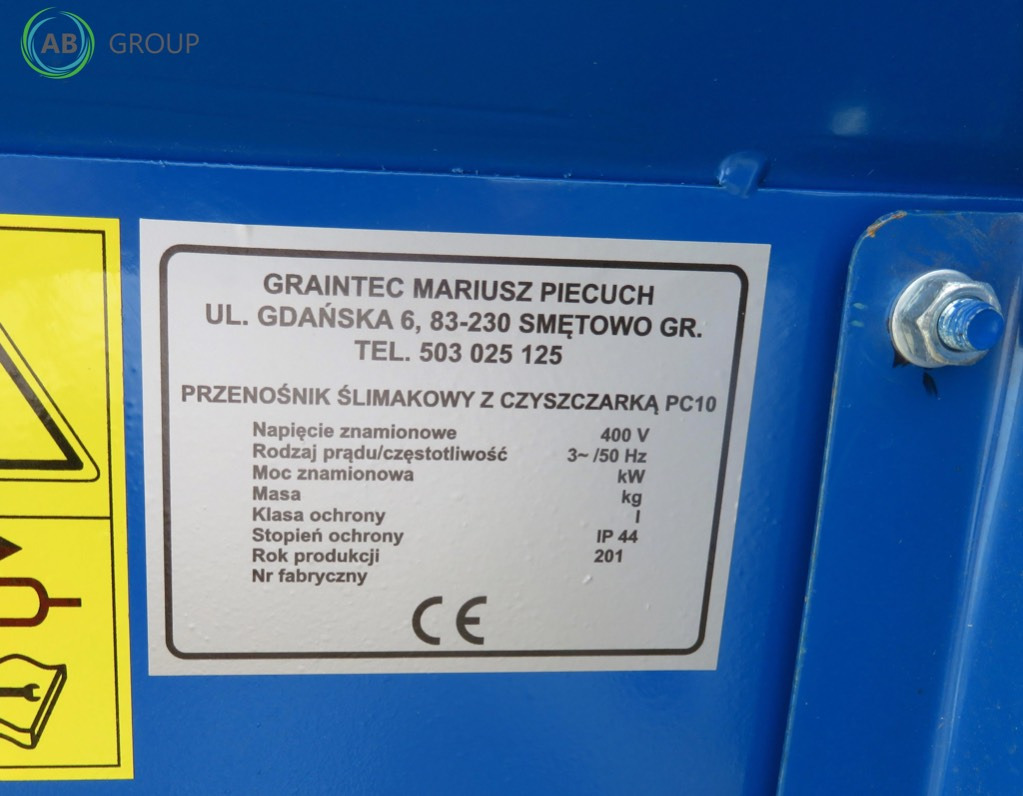 Graintec screw conveyor with cleaner PC 10 - معدات ما بعد الحصاد: صورة 4 Graintec screw conveyor with cleaner PC 10 - معدات ما بعد الحصاد: صورة 4
