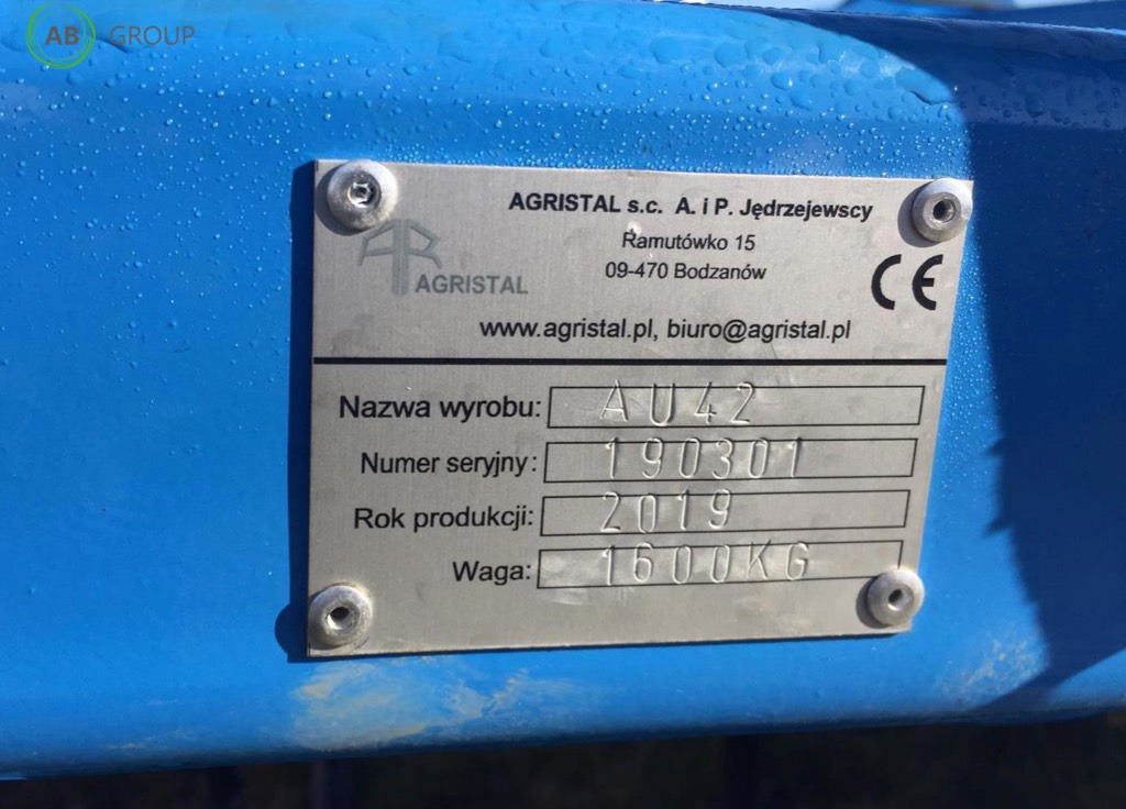 Hydraulically folding seedbed cultivator 4,2 m Agristal AU - المحراث: صورة 2 Hydraulically folding seedbed cultivator 4,2 m Agristal AU - المحراث: صورة 2