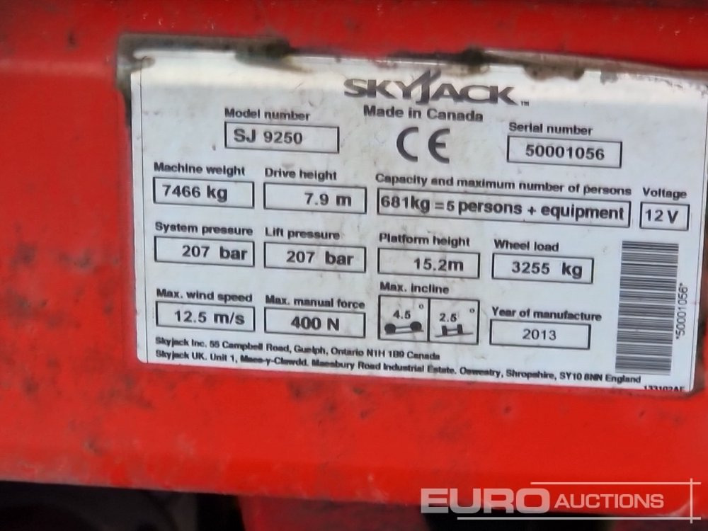 رافعة هيدروليكية مقصية 2013 SkyJack SJ9250: صورة 44 رافعة هيدروليكية مقصية 2013 SkyJack SJ9250: صورة 44