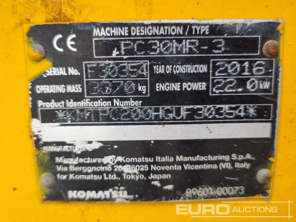 حفارة مُصَّغرة 2016 Komatsu PC30MR-3: صورة 41