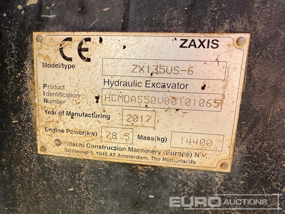 حفار زحاف 2017 Hitachi ZX135US-6: صورة 11