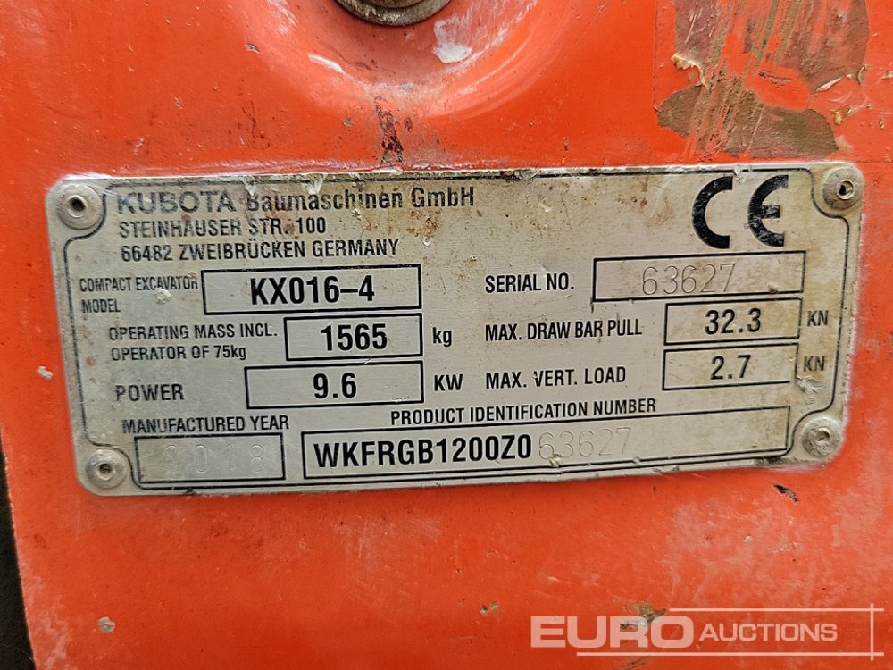 حفارة مُصَّغرة 2018 Kubota KX016-4: صورة 45