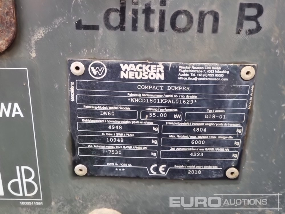 شاحنة قلابة صغيرة 2018 Wacker Neuson DW60: صورة 34 شاحنة قلابة صغيرة 2018 Wacker Neuson DW60: صورة 34