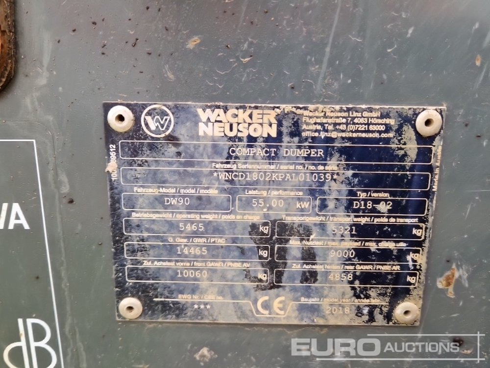 شاحنة قلابة صغيرة 2018 Wacker Neuson DW90: صورة 42