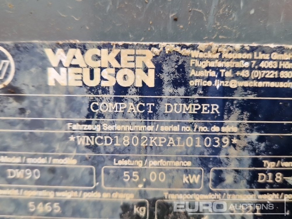 شاحنة قلابة صغيرة 2018 Wacker Neuson DW90: صورة 43