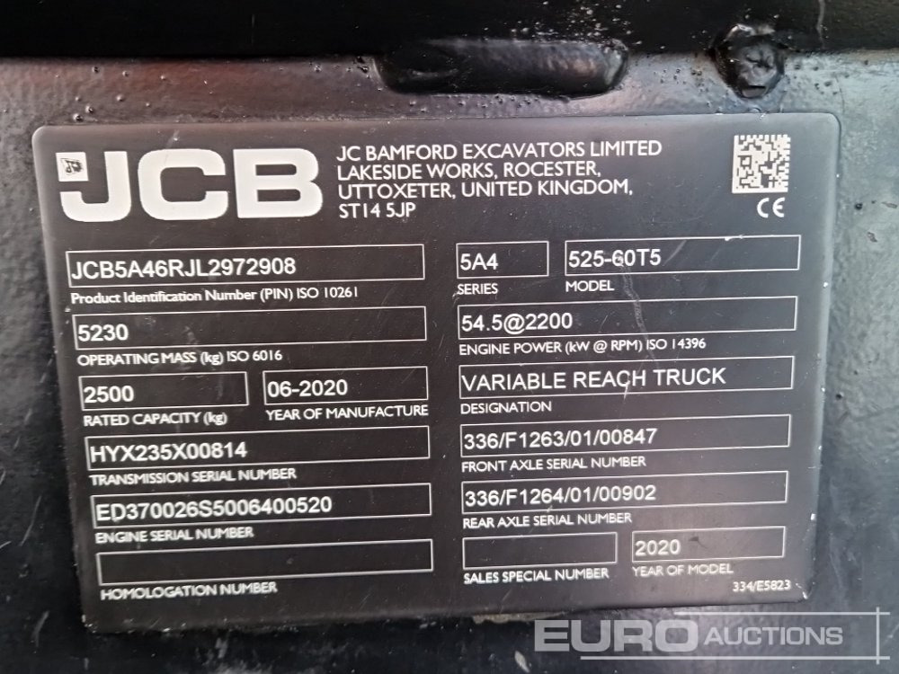 رافعة تلسكوبية 2020 JCB 525-60 Hi Viz: صورة 38