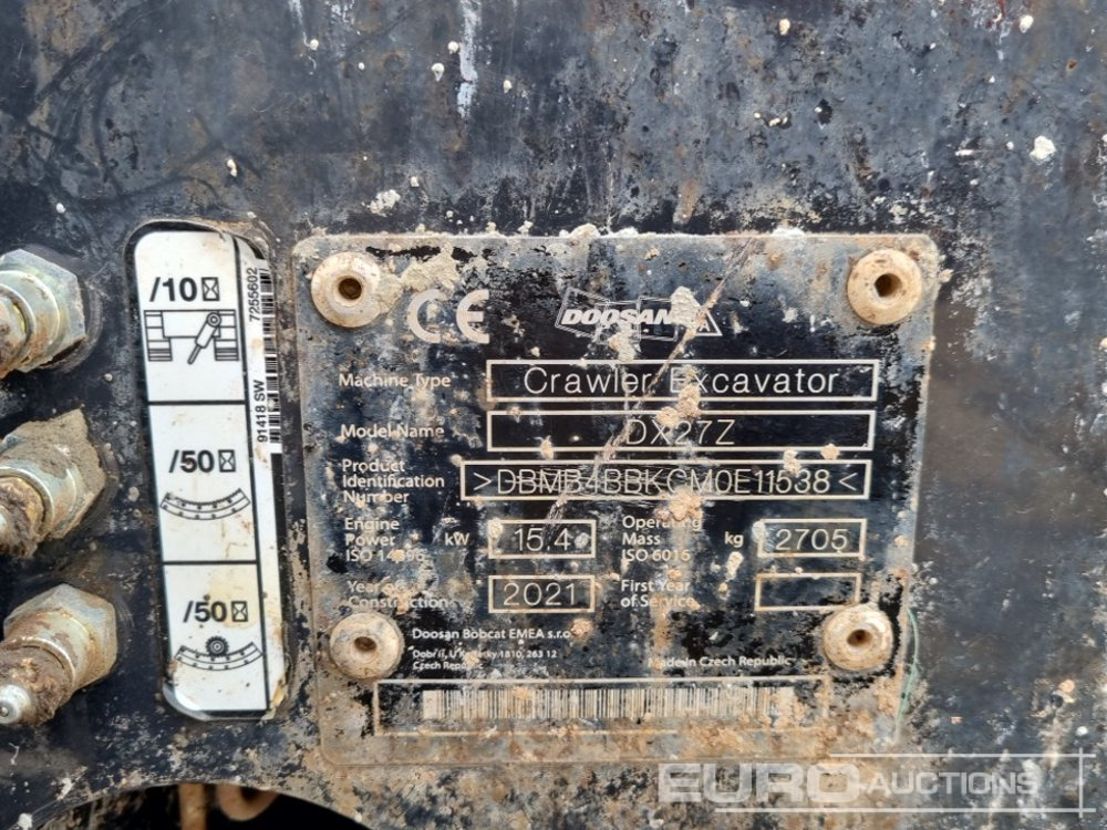 حفارة مُصَّغرة 2021 Doosan DX27Z: صورة 45