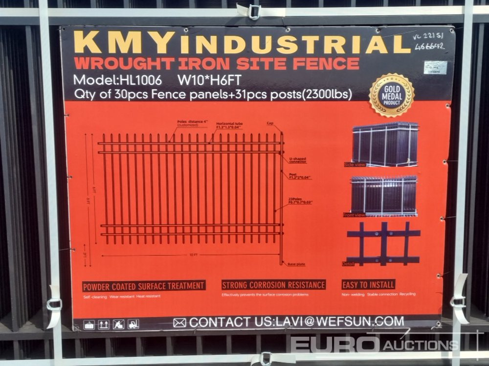 معدات البناء Unused 2025 KMY INDUSTRIAL Fencing,  (30 of), Fence Panels, (31 of), Posts (W10*H6"): صورة 23