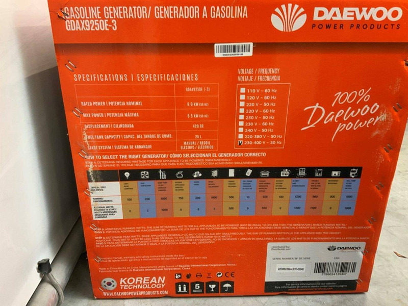 Daewoo GDAX9250E-3 - مجموعة المولدات: صورة 5 Daewoo GDAX9250E-3 - مجموعة المولدات: صورة 5