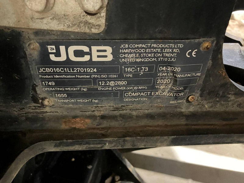 حفارة مُصَّغرة JCB 16C-1 T3: صورة 9