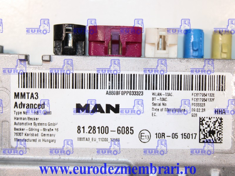 CALCULATOR UNITATE MULTIMEDIA MMTA3 MAN TGX TG3 81.28100.6085 - وحدة تحكم الكتروني - شاحنة: صورة 3 CALCULATOR UNITATE MULTIMEDIA MMTA3 MAN TGX TG3 81.28100.6085 - وحدة تحكم الكتروني - شاحنة: صورة 3