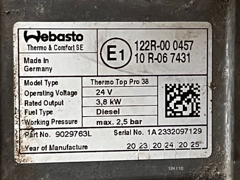 Scania Webasto Thermo Top Pro 38 - تدفئة/ تهوية: صورة 5 Scania Webasto Thermo Top Pro 38 - تدفئة/ تهوية: صورة 5