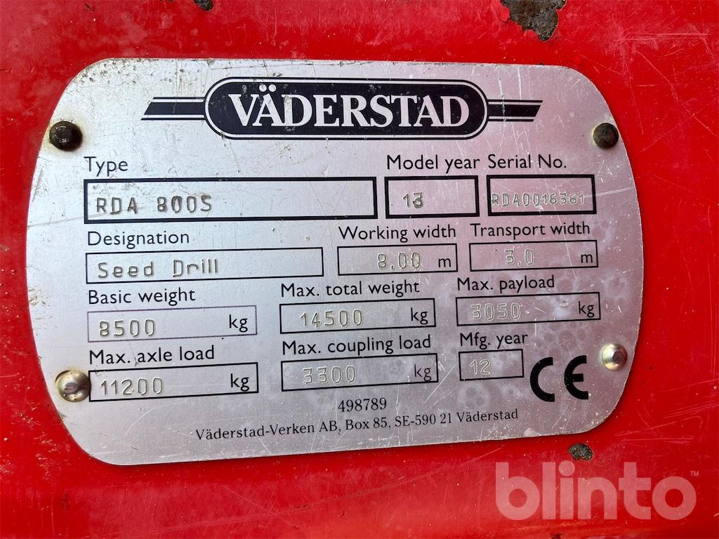 Väderstad Rapid RDA 800 S (2013) - آلة البذار متعددة الوظائف: صورة 5 Väderstad Rapid RDA 800 S (2013) - آلة البذار متعددة الوظائف: صورة 5