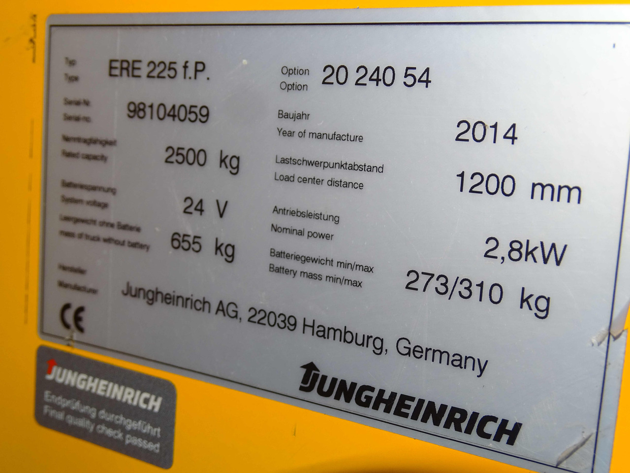 Jungheinrich ERE225/2400MM - شاحنة باليت: صورة 5 Jungheinrich ERE225/2400MM - شاحنة باليت: صورة 5