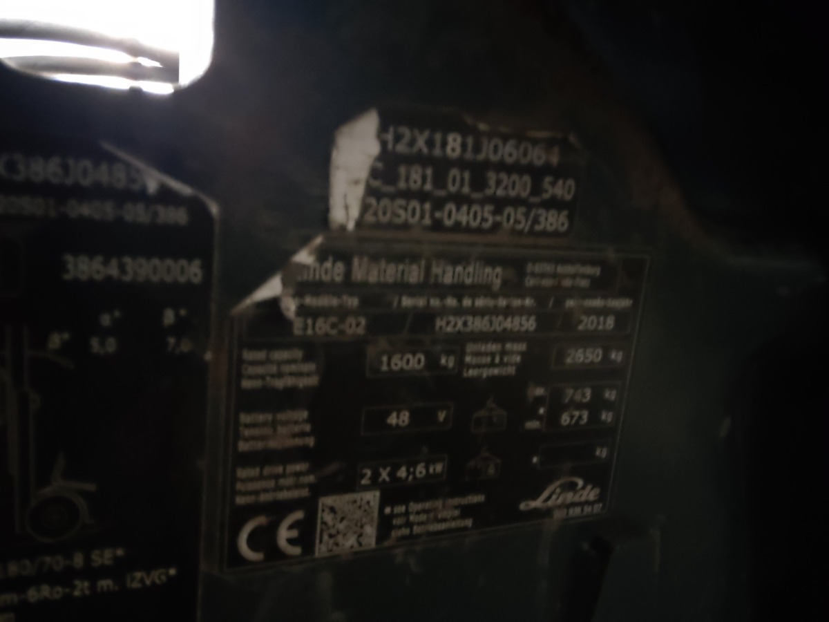 Linde E16C-02 - رافعة شوكية كهربائية: صورة 5 Linde E16C-02 - رافعة شوكية كهربائية: صورة 5